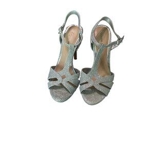 Gianni Bini Silver Sparkly‎ Strap 4" Heels Women's Size 5.5